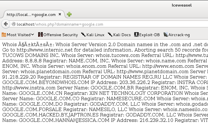 Normal whois sorgusu - google.com