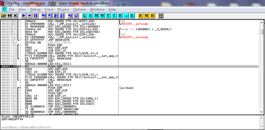 Exe&rsquo;nin Ollydbg ile açılması
